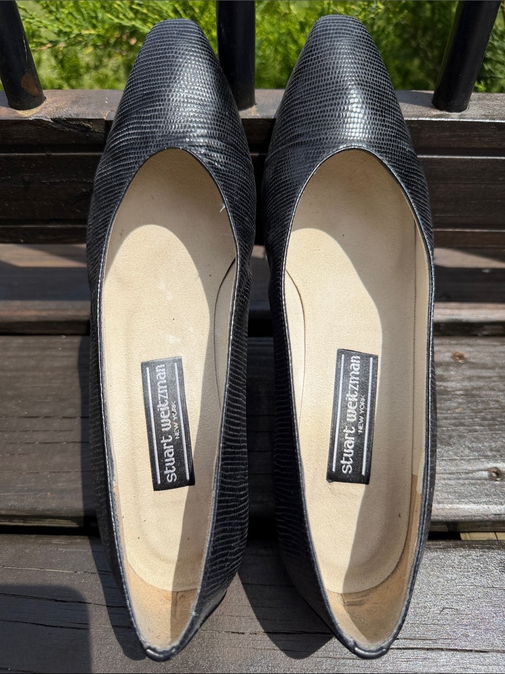 Stuart Weitzman Black Textured Genuine Leather   Heel 1,2 in